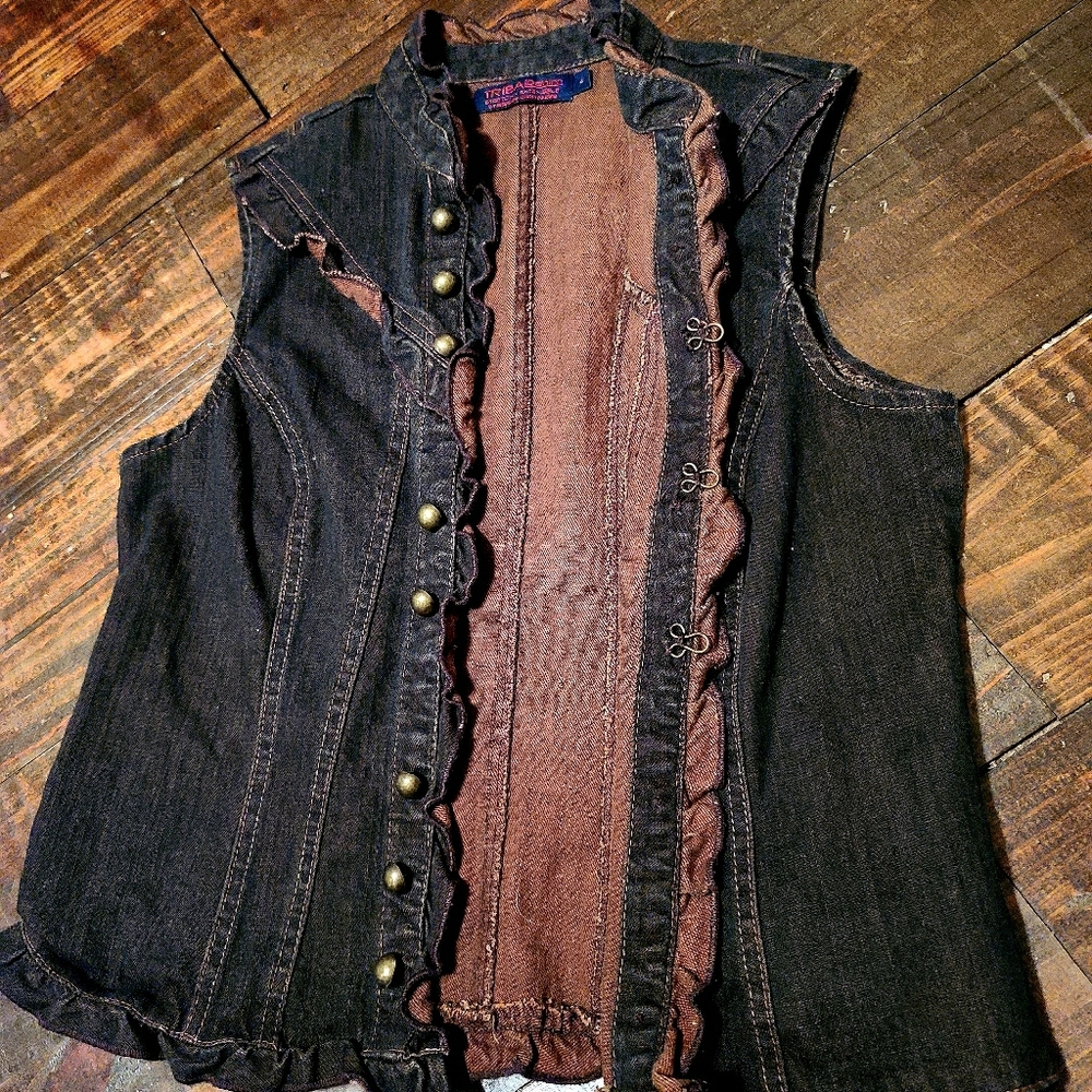 Tribal Denim Waist Coat Vest